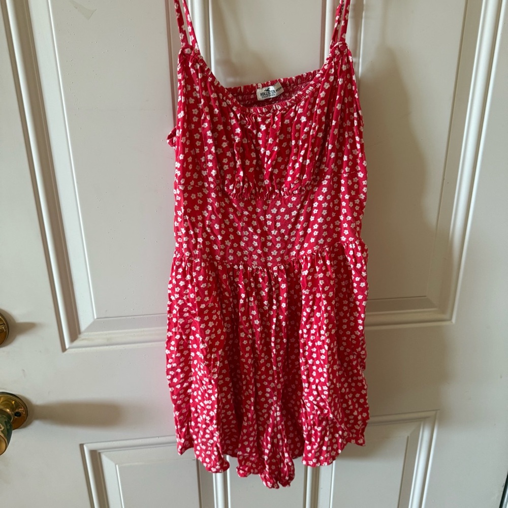 Hollister Red Floral Romper One Piece